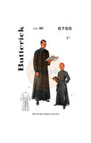 50s Men's or Boy's Classic Cassock in Three Styles, Various Sizes, Butterick 6765 Vintage Sewing Pattern Reproduction