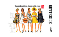 60s A-line, V-Neck Wrap Dress with or without Sleeves, Bust 31.5 (78 cm), 34 (87 cm) or 36 (92 cm), Butterick 4875, Vintage Sewing Pattern Reproduction