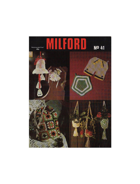 Milford No 41 - Knitting Patterns for Christmas Bells, Dish Holders, Plant and Beach Bag - Instant Download PDF 4 pages