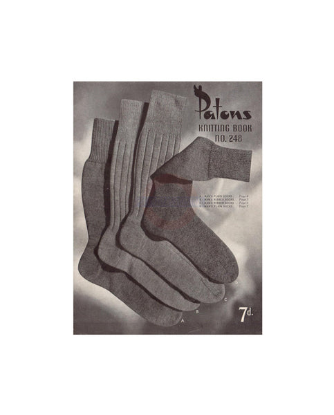 Patons 248 Knitting Patterns For Men's Socks Instant Download PDF 20 pages