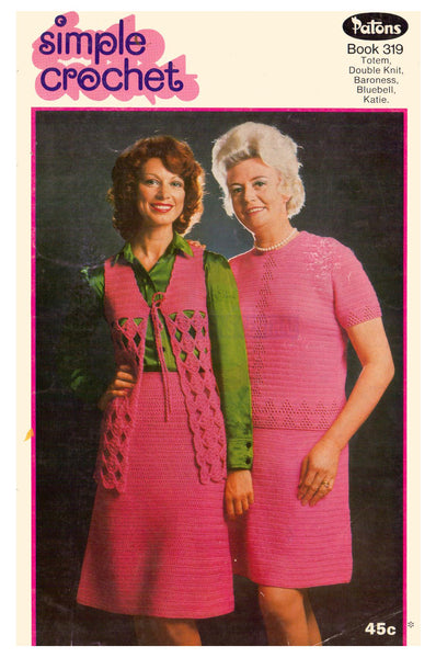 Patons 318 - 70s Crochet Patterns for Women's Jumpers, Suit, Cardigans, Jacket, Vest and Skirts - Instant Download PDF 24 pages