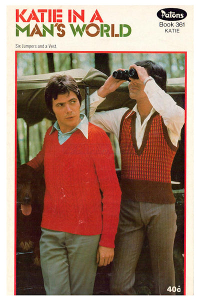 Patons 361 - 70s Patterns for Men's Sweaters and Vest - Instant Download PDF 20 pages