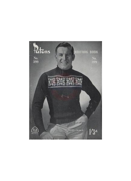 Patons & Baldwin's Knitting Book 399 - 40s Knitting Patterns for Men Instant Download PDF 20 pages