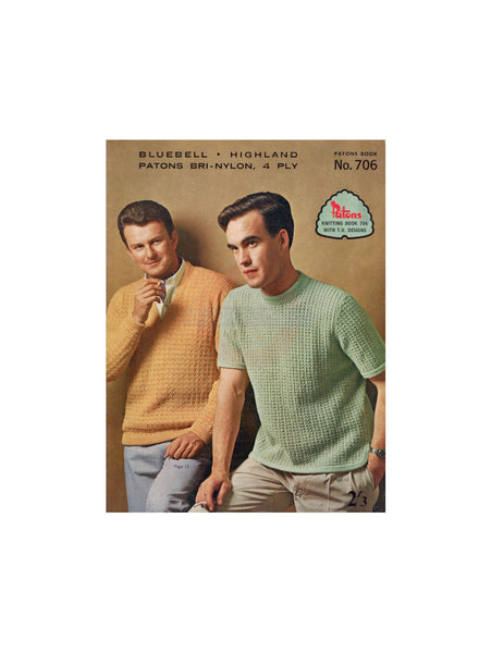 Patons Book 706 - 60s Knitting Patterns for Men Instant Download PDF 20 pages