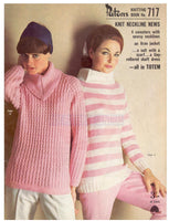 Patons 717 - Knitting Patterns for Women's Sweaters, Aran Jacket and Suit Download PDF 20 pages