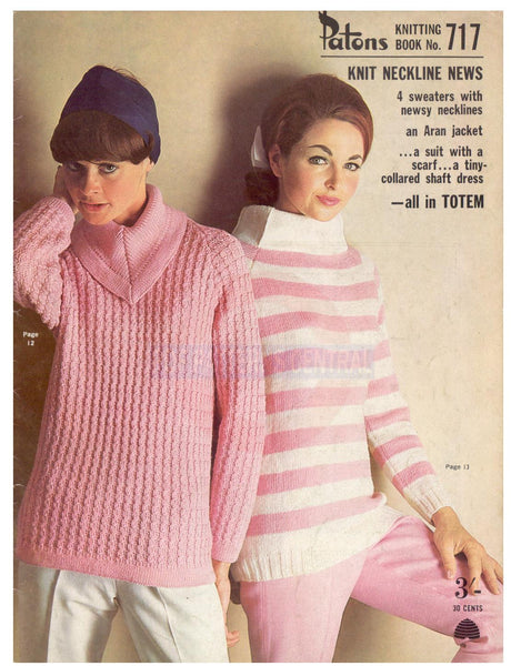 Patons 717 - Knitting Patterns for Women's Sweaters, Aran Jacket and Suit Download PDF 20 pages