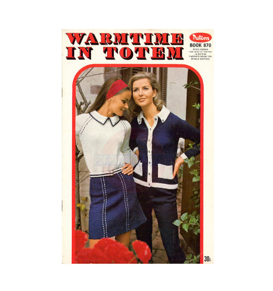 Patons 870 - Knitting Patterns for Women's Jumpers, Cardigans and Sweaters Instant Download PDF 20 pages