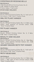 Milford No 41 - Knitting Patterns for Christmas Bells, Dish Holders, Plant and Beach Bag - Instant Download PDF 4 pages