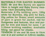 Knitted Mr, Mrs and Baby Bunny Patterns, Instant Download PDF 3 pages