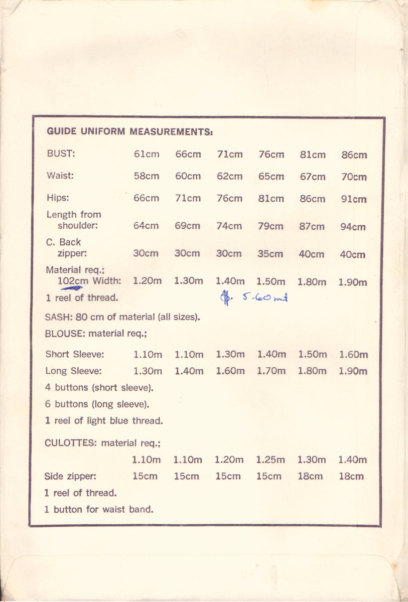 Uniform Chart Pattern Wilkinson Sewing Pattern, Girl Guide Uniform, Bust 86cm, Uncut,