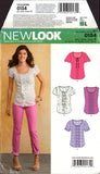 New Look 0134 Sleeveless or Short Sleeve Button Front Tops with Detail Variations, Sewing Pattern Multi Plus Size 10-22