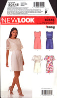 New Look 0445 Sleeveless or Short Sleeve Fitted Dress, with Optional Front and Back Overlay, Sewing Pattern Multi Plus Size 8-20