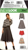 New Look 0606 Long Sleeve Top  with Optional Drawstring and Flared Skirt in Two Lengths, Sewing Pattern Multi Plus Size 8-20