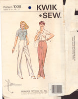 Kwik Sew 1008 Sewing Pattern, Women's Pants, Size 6-12, Uncut, Factory Folded