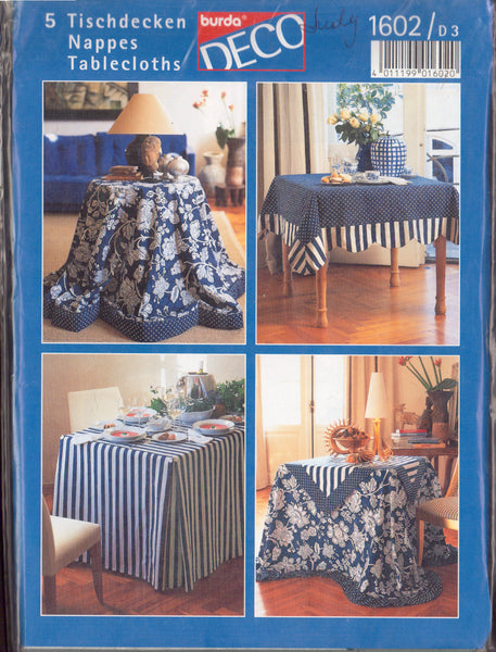 Burda 1602 Sewing Pattern, Tablecloths, Uncut Factory Folded