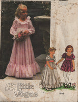 Vogue 1814 Sewing Pattern, Girls' Dress, Size 4, Partially Cut, Complete