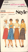 Style 1818 Set of Gored, Flared Skirts with Waistband and Side Zipper, Sewing Pattern Size 16