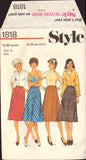 Style 1818 Set of Gored, Flared Skirts with Waistband and Side Zipper, Sewing Pattern Size 16