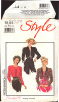 Style 1844 Lined, Long Sleeved Boleros with Neckline and Collar Variations, Sewing Pattern Multi Size 6-18