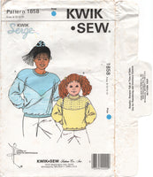 Kwik Sew 1858 Girls' Loose Fitting Top, Casual Sweater, Pullover Top Uncut, Factory Folded Sewing Pattern Multi Size 8-14
