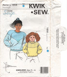 Kwik Sew 1858 Girls' Loose Fitting Top, Casual Sweater, Pullover Top Uncut, Factory Folded Sewing Pattern Multi Size 8-14