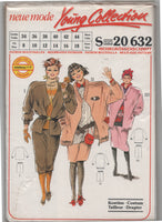 Neue Mode 20632 Tailored Jacket with Neckline Variations and Skirt in Two Lengths, Uncut, Factory Folded Sewing Pattern Multi Size 8-18