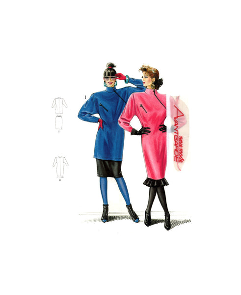 Neue Mode 20731 Dress or Top with High Collar and Straight Skirt, Uncut, Factory Folded Sewing Pattern Multi Size 10-18