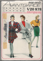 Neue Mode 20878 Tiered High Collar Blouse, Straight Skirt and Long Wrap Jacket, Factory Folded & Sealed Sewing Pattern Multi Size