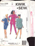 Kwik Sew 2208 Tunic Shirt with Long or Short Sleeves, Skirt and Tapered Pants, Sewing Pattern Multi Size XS-XL