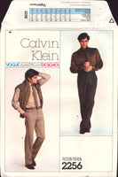 Vogue 2256 Calvin Klein Men's Slim Tapered, Cuffed or Close Fitting, Low Rise Pants, Cut or Uncut, Sewing Pattern Size 30 or 36