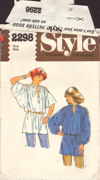 Style 2298 Sewing Pattern, Top, One Size, Cut, Complete