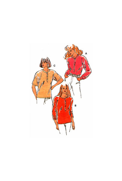 Kwik Sew 2304 Shirts with Front Slit Button Closure, Long or Short Sleeves, Uncut, Factory Folded Sewing Pattern Size XS-XL