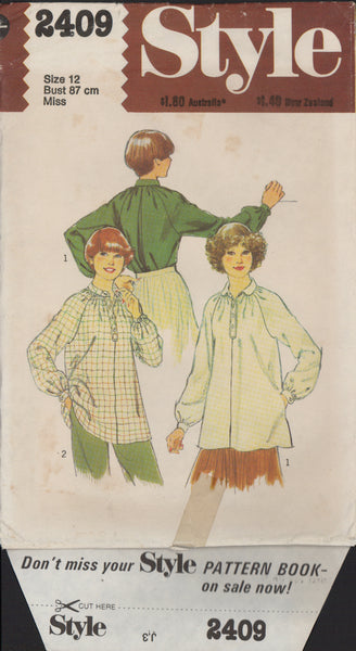 Style 2409 Sewing Pattern, Women's Shirt, Size 12, Cut, Complete