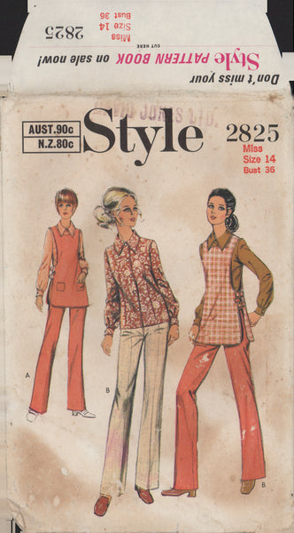 Style 2825 Sewing Pattern, Tabard, Blouse, Trousers Size 14, Uncut, Factory Folded