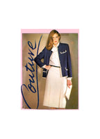 Style 3002 Couture Chanel Trimmed Cardigan Jacket, Panelled Skirt and Tie Neck Blouse, Sewing Pattern Size 12
