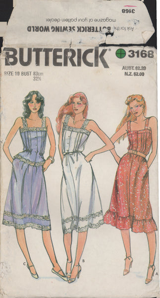 Butterick 3168 Sewing Pattern, Dress, Top and Skirt, Size 10, Partially Cut, Complete