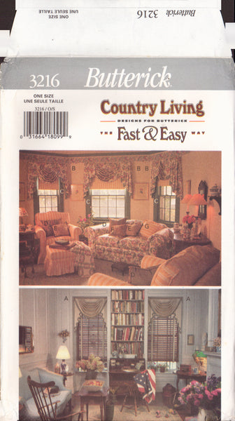 Butterick 3216 Sewing Patterns, Window and Pillows, Uncut, Factory Folded