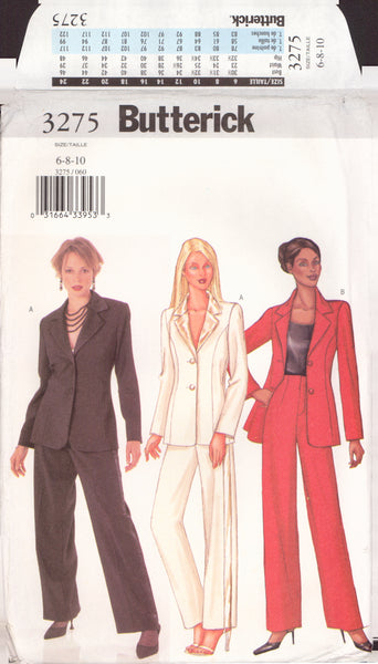 Butterick 3275 Sewing Pattern, Women's Jacket And Pants, Size 6-8-10, Uncut, Factory Folded