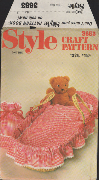 Style 3653 Sewing Pattern, Babies' Carry Cot Accessories, One Size, Partially Cut, Complete