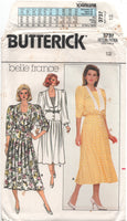 Butterick 3737 Belle France Blouson Bodice, Straight Pleated Skirt Dress, Uncut, Factory Folded Sewing Pattern Size 12