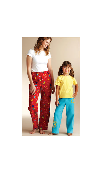 Kwik Sew 3837 Made to Match Mum and Daughter Fleece Pants, Multi Size Adult and Child XS-XL