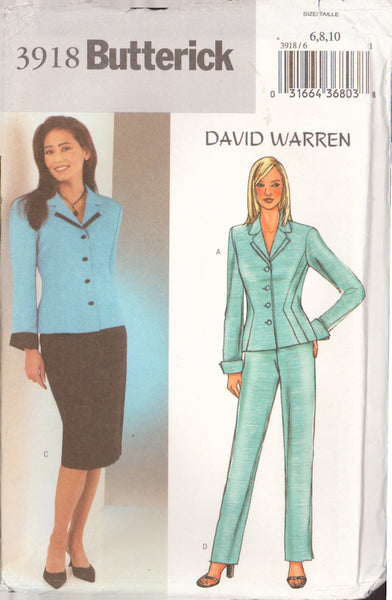 Butterick 3918 Sewing Pattern, Jacket, Skirt and Pants, Size 6-8-10, Uncut Factory Folded
