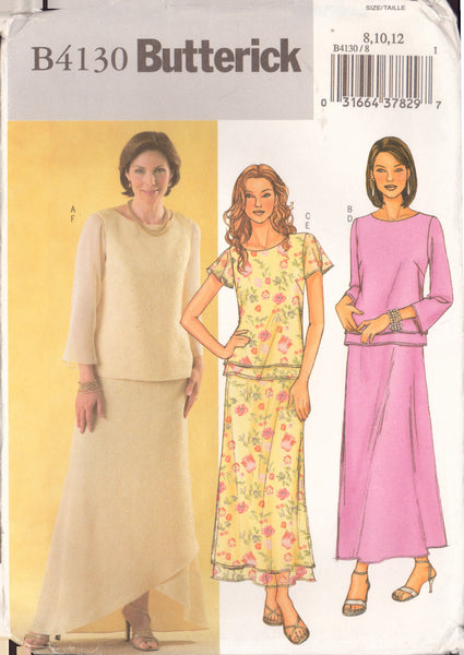 Butterick 4130 Sewing Pattern, Top and Skirt, Size 8-10-12, Uncut, Factory Folded