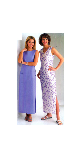 See & Sew 4162 Straight, Fitted Sleeveless Dress with Neckline Variations, Sewing Pattern Size 6-10 or 18-22