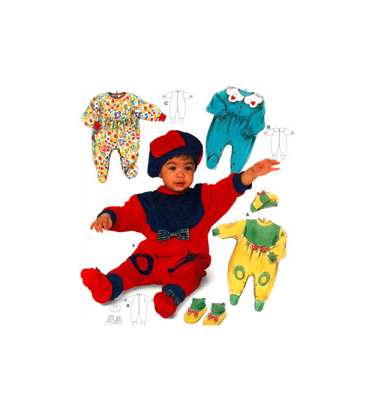 Burda 4200 Babies' Romper, Hat and Booties with Contrast Colours, Uncut, Factory Folded Sewing Pattern Size 3-12 months