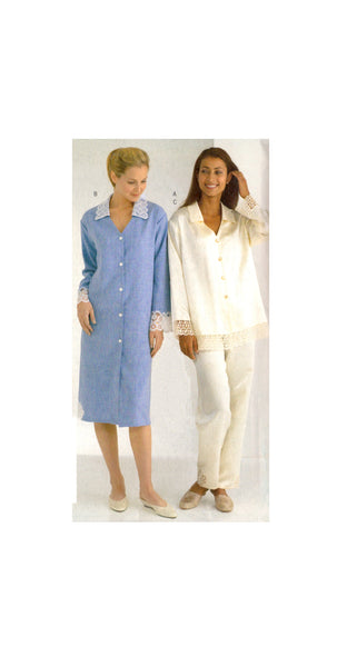 See & Sew 4430 Womens' Sleepwear: Loose Fitting Nightshirt or Pajama Top and Pants, Sewing Pattern Multi Size 6-14