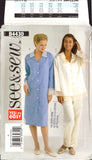 See & Sew 4430 Womens' Sleepwear: Loose Fitting Nightshirt or Pajama Top and Pants, Sewing Pattern Multi Size 6-14