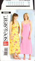 See & Sew 4493 Close Fitting Dress with Halter Neck or Shoulder Strap and Raised Waist, Sewing Pattern Size 6-10