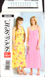 See & Sew 4493 Close Fitting Dress with Halter Neck or Shoulder Strap and Raised Waist, Sewing Pattern Size 6-10