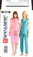 See & Sew 4496, Sleeveless Jacket, Belt, Straight Skirt or Tapered Pants, Sewing Pattern Size 6-10 or 12-16 or 18-22